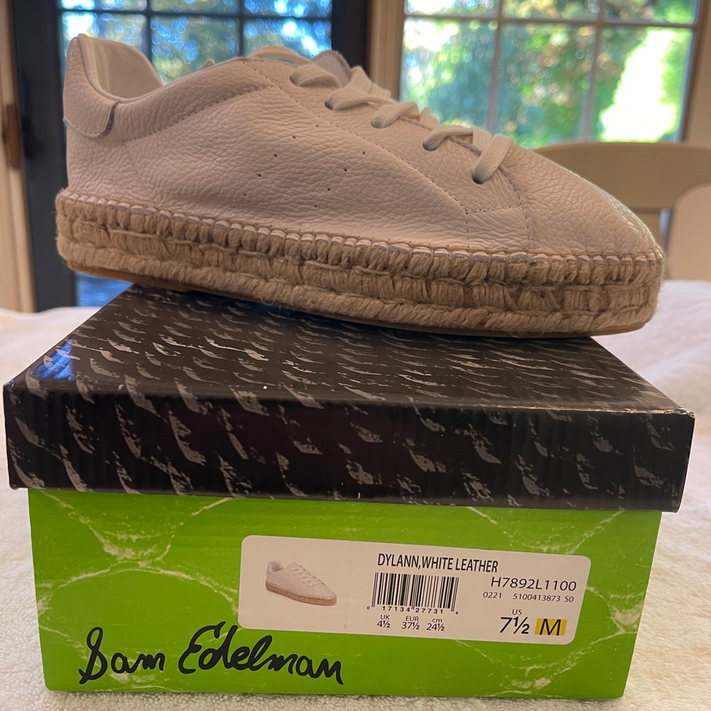 Sam Edelman Dylann White Leather Espadrille Sneaker